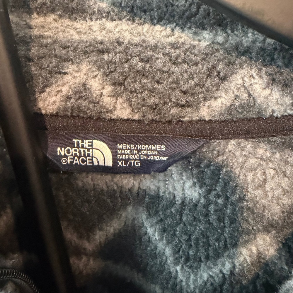 The North Face Mens XL Aztec Geometric Fleece Quarter Zip Pullover Black Grey - Picture 5 of 9